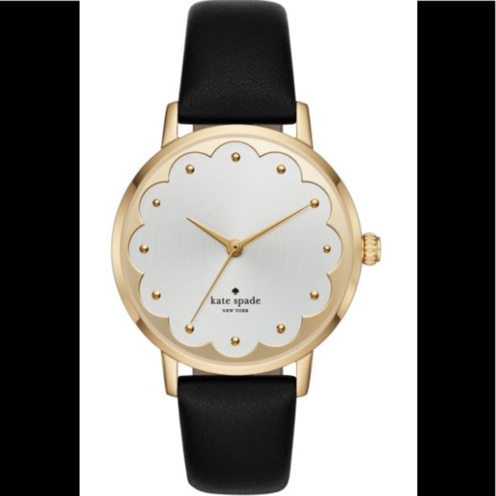 Kate Spade ♠️ metro strap scallop watch black/gold